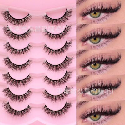 Cross-border bestseller European and American style false eyelashes 7 pairs set, thick, natural, curled, cross-border beauty tool source factory