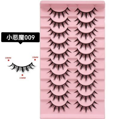 Large capacity pair of small devil internet celebrity cos comic false eyelashes, whole strip black stem, supportive, wholesale, Qingdao eye tail