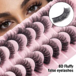 European and American thick eyelashes 8D fluffy curled voluminous false eyelashes multi-layer long cross mink-like lashes