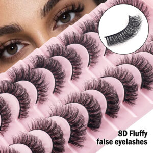European and American thick eyelashes 8D fluffy curled voluminous false eyelashes multi-layer long cross mink-like lashes