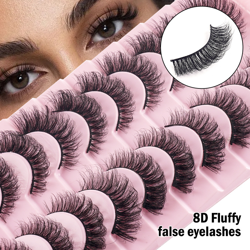 o1cn01zegfcs2eebyilcmhe 2215841308713 0 cib.jpg European and American thick eyelashes 8D fluffy curled voluminous false eyelashes multi-layer long cross mink-like lashes