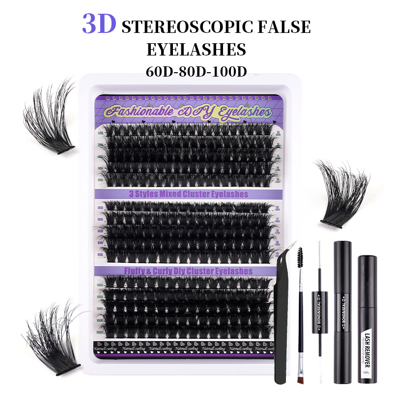 o1cn01zgmsit2eec0wgkala 2215841308713 0 cib.jpg 3D European and American cross-border 300 clusters high-volume thick D-curve false eyelash set natural curly DIY segmented eyelashes