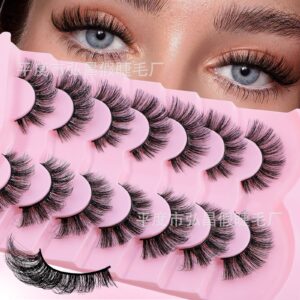 Cross-border bestseller European and American style false eyelashes 7 pairs set, thick, natural, curled, stable supply from cross-border source factory