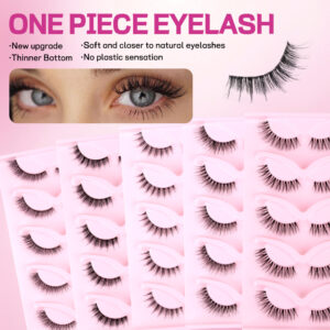 5D Fluffy Transparent Stem False Eyelashes, Large Capacity 5-Pair Set, Invisible and Seamless, Natural Firm Stem, Natural Fluffy