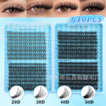 20D/30D/40D/50D 640 clusters eyelash book false eyelashes D curl source factory grafted flower type lashes