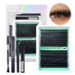 Cross-border new DIY segment eyelashes false eyelashes 100D large capacity D-curve messy thick curly realistic eyelashes - Green card 60-80 set