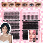 European and American cross-border false eyelash book large capacity Amazon mixed single cluster segmented flower eyelashes Middle East eyelashes with glue - A12- eyelash book mixed (690 clusters)