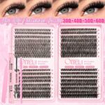 Cross-border best-selling DIY segmented false eyelash kit, Amazon hot-selling large-capacity lash book, voluminous false eyelashes - 32-row 30D/40D/50D/60D pink lash book + glue tools