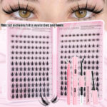 Cross-border best-selling false eyelash set DIY self-lamination autumn maple leaf segmented single cluster soft fine stem large capacity - Autumn maple leaf eyelash book + double-headed glue + tweezers + glue remover