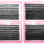 Cross-border best-selling DIY segmented false eyelash kit, Amazon hot-selling large-capacity lash book, voluminous false eyelashes - 32-row/40D/60D/80D/100D pink eyelash book