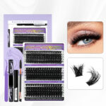 Cross-border best-selling DIY segment false eyelashes kit with dual-head glue and large capacity single-cluster false eyelashes gift box design - 60/80/100D set