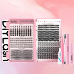 European and American cross-border false eyelash book large capacity Amazon mixed single cluster segmented flower eyelashes Middle East eyelashes with glue - A10 eyelash book set