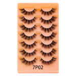 European and American cross-border bestseller, European and American style false eyelashes, 7 pairs, thick, natural, curled, artificial fiber eyelashes - 7 Orange 02