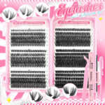 Cross-border best-selling DIY segmented false eyelash kit, Amazon hot-selling large-capacity lash book, voluminous false eyelashes - 30 rows 30D/40D/50D/60D/80D/100D pink eyelash book + glue tools