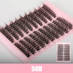 Cross-border 40D brown segment false eyelashes mixed DIY large capacity thick curly self-lash hot melt cluster manufacturer - 50D10-row diagonal MIX