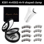 Magnetic False Eyelashes Integrated Case Glue-Free Magnetic Lashes Natural Thick Reusable Factory Wholesale - KS01+KS02 (Double Layer Black)