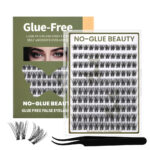 Cross-border Barbie mixed no-glue false eyelashes, European and American thick, large capacity, segmented comic simulation lazy eyelashes - Ten rows no-glue DG mixed size + tweezers (light European style)