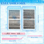 European and American cross-border hot wholesale glue type single cluster DIY segmented extra long false eyelashes book - Blue eyelash book glue tweezers brush set