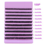 Cross-border bestseller 30-100D cluster lashes, factory stable supply, European and American segmented curly - 100D cluster lashes (purple base box)