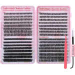 Cross-border DIY False Eyelashes 32 Rows Lash Book 30p 40p 50p - 640 Clusters Glue Tool Set D-Curl Mixed - Eyelash Book 640 Clusters + Glue + Tweezers + Brush