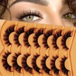 Cross-border false eyelashes, European and American style, 7 pairs, thick and curly 5D messy style, one-piece European and American fox-style slanting - Orange 7