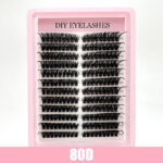 Cross-border 40D brown segment false eyelashes mixed DIY large capacity thick curly self-lash hot melt cluster manufacturer - 80D12-row diagonal MIX