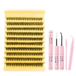 200pcs DIY Lash Clusters OEM ODM Custom Eyelash Supplier - SET-10 rows - yellow [40D] + glue tool set