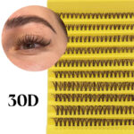 Cross-border 40D brown segment false eyelashes mixed DIY large capacity thick curly self-lash hot melt cluster manufacturer - Yellow 30D 10 rows MIX
