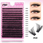 Hot-selling in Europe and America D-curve DIY single-cluster volume lashes large-capacity self-lash extension curly thick mixed-style false eyelashes wholesale - 30P14 Row Powder Eye Folding Box
