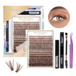 Cross-border bestseller brown transparent stem large capacity D-curve single cluster false eyelashes 8-18mm DIY segmented self-lash extension - 30/40P Brown hot melt stem (non-scattering roots)