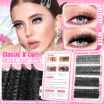 European and American cross-border eyelash book DIY segmented D-curl false eyelashes simulation hot melt cluster lashes self-lash extension kit - JMS-296 cluster 16 rows [40+60+80+100D] single layer eyelash book (cross-border image package, private message customer service)