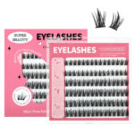 Cross-border Barbie mixed no-glue false eyelashes, European and American thick, large capacity, segmented comic simulation lazy eyelashes - 6-row glue-free + wheat ear (90 clusters)
