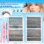 Cross-border best-selling DIY segmented false eyelash kit, Amazon hot-selling large-capacity lash book, voluminous false eyelashes - 32 Rows 30D/40D/50D Blue Lashes Book + Glue Tools