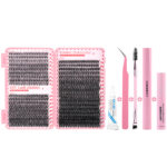 Cross-border European and American eyelash book mixed style false eyelashes 720 clusters large capacity black stem segmented self-lash extension set - A11 set 5-piece set (ultra-soft bristle material)
