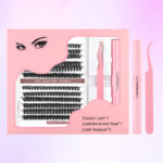 Eyelash Book 30P 40P 32 Row False Eyelash Glue Set 60P 80P Cluster Lashes Thick Segmented European American Cross-border Fluffy - 60D Fluffy Set Box