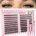 Export false eyelash set eyelash book large capacity mixed style self-application eyelash set - Large capacity 400 clusters powder tool 30/40 (ultra-soft bristle material)