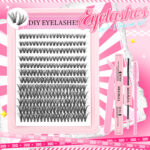 European and American best-selling eyelash book 30D-100D thick European and American large-capacity mixed eyelashes hot-selling Amazon eyelash book - Pink card eyelash glue tweezers brush set