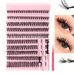 Cross-border segmented hot-melt lash clusters, large capacity DIY segmented single-cluster dense curly black stem self-applied eyelashes - Set 40P MIX