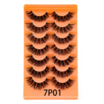 European and American cross-border bestseller, European and American style false eyelashes, 7 pairs, thick, natural, curled, artificial fiber eyelashes - 7 Orange 01