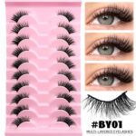 Foreign trade cross-border half-eye style false eyelashes, ten pairs per pack, in stock wholesale, one-piece black band fox-style curled false eyelashes - BY01
