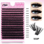 Hot-selling in Europe and America D-curve DIY single-cluster volume lashes large-capacity self-lash extension curly thick mixed-style false eyelashes wholesale - 100P14 Row Powder Eyes Folding Box