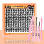 Private Label DIY Lash Cluster Kit Custom Individual Lashes - SET-120 clusters [Orange] + Glue tool set (Customizable for small orders, free cross-border image pack, contact customer service)