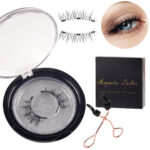Amazon Best-Selling Eyelash All-in-One Box 3D Hard Stem European and American Thick Magnetic Eyelashes One-Piece Clip Set - Black Box + Metal Clip