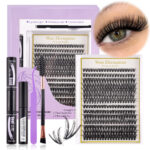 DIY Sectional False Lashes 14 Rows Large Capacity Set 30D 40D Combination Hot Melt False Lash Kit - 14 Rows 30/40D Purple Gift Set (Premium Wool Fabric)