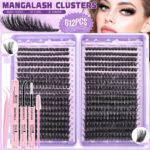 Overseas cross-border hot-selling large-capacity eyelash book tool set, thick DIY segmented bestseller 80D100D eyelash book - 80D100D purple hot-selling eyelash book + comb + tweezers + glue