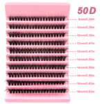 Cross-border bestseller 30-100D cluster lashes, factory stable supply, European and American segmented curly - 50D cluster lashes (pink base box)
