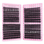Eyelash book single cluster DIY false eyelashes 8-16mm 640 clusters 50+60+80D flower lashes handmade curled - All pink grid - eyelash book 5866
