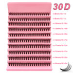 Cross-border bestseller 30-100D cluster lashes, factory stable supply, European and American segmented curly - 30D cluster lashes (pink base box)