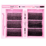 Pingdu source factory DIY cross-border self-lamination segmented simulation natural thick curly false eyelash glue set - DIY-SET-570 clusters [30+40+50+60+80+100D]