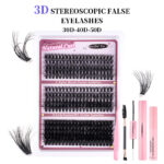 Cross-border best-selling DIY segment false eyelashes kit with dual-head glue and large capacity single-cluster false eyelashes gift box design - Laser bag 30/40/50/red card
